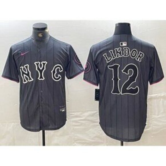 Mens Youths Kids Womens 12 Francisco Lindor Gray Stitched Jersey